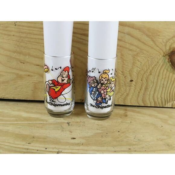 Vintage Hardees Alvin And The Chipettes Glasses Lot of 2 1985 - Picture 2 of 3